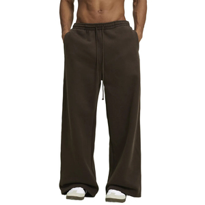 2026 Custom Sweatpants Brown Color Drawstring Waist Wide Leg Long Pants 100%Cotton Blends Heavy <b>Weight</b> <b>Blank</b> Sororities for Men - Product Image 1