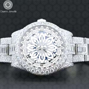 Montre de luxe pour homme Charm_Jewells en acier inoxydable, boîtier de 40 mm, verre saphir, analogique, mécanique, bracelet serti de diamants, 10 bars - Product Image 2