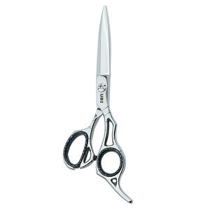Ciseaux de barbier professionnels élégants de 18,4 cm - Acier à haute teneur en carbone, lame tranchante, pour droitiers, manche moyen, coiffure - Product Image 1