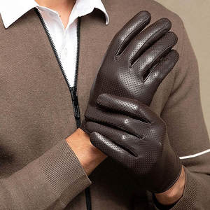 Gants de cyclisme en cuir jaune respirants avec doublure thermique en microfibre, longueur poignet, pour le voyage, le sport, printemps-été - Product Image 2