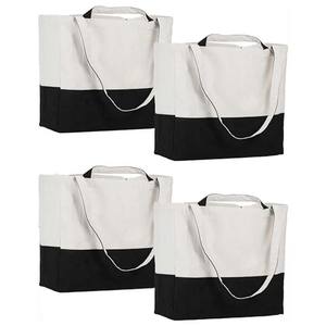 Sacs fourre-tout en toile de coton robuste avec impression de logo, pour l'été, sac en toile à double anse résistant, sac de rangement pour vêtements - Product Image 2