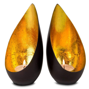 Lot de 2 bougeoirs en forme de goutte d'eau dorés brillants avec doublure en feuille d'or pour Noël, barbecue, Saint-Valentin, fête des Mères - Product Image 2