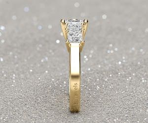 Anillo de Lujo Certificado con Diamante Cultivado en Laboratorio, Corte Princesa en el Centro, Cuatro Piedras Laterales Corte Princesa, Chapado en Oro Rosa, Cinco Piedras - Product Image 2