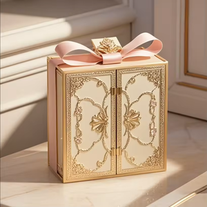 High-End Luxury Gift <b>Box</b> Set Rigid Cardboard Pink <b>Box</b> with <b>Removable</b> Lid Ribbon Custom Embossed Luxury Personalized Gift <b>Box</b> - Product Image 1