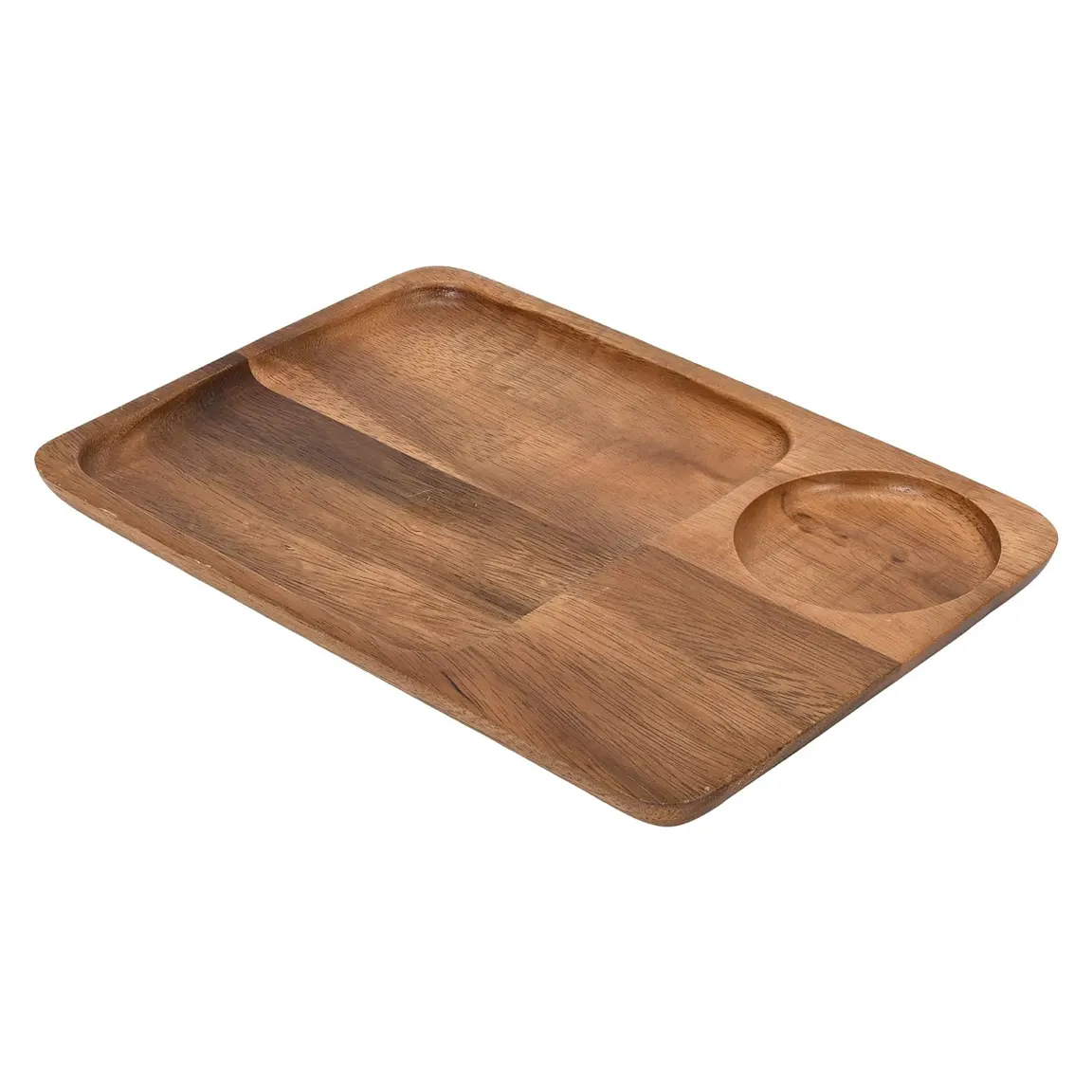 Twee Sectie Acacia Houten Plaat Met Drankhouder Op Maat Gemaakte Houten Serveerplank Plateau | Houten Plaathouder Platter Chip Dip Board