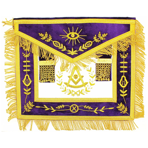 Custom Embroidered Purple Gold Masonic Apron with Square Design Sew-On <b>Applique</b> for Garment Decoration - Product Image 5