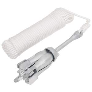 Ancre pliante en fonte galvanisée à chaud de 17,6 lb avec corde, ancre de bateau argentée - Product Image 1