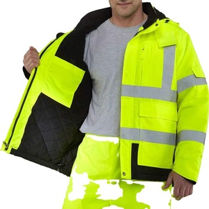 Veste de travail de sécurité en polyester imperméable de classe 2 personnalisable pour l'extérieur, veste de travail haute visibilité en softshell imperméable pour hommes - Product Image 3