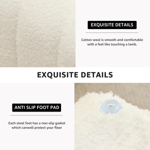 Modern White Teddy Velvet Ottoman Footrest <b>Vanity</b> <b>Stool</b> or Shoe Bench for Makeup Room or Living Room Entryway - Product Image 2