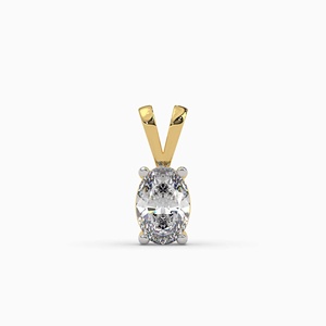 Collier pendentif solitaire en diamant de laboratoire taille ovale, or jaune 14 carats plaqué rhodium, certifié IGI, classique, de luxe, pour mariage - Product Image 2