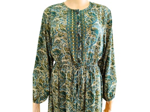 Vestido Maxi Bohemio Natural Y2K de Talla Única, Tejido en India, de Seda, Corte A, para Uso Diario, Dulce, Veraniego, con Cuello Redondo, Manga Larga, Volantes, Sexy - Product Image 5