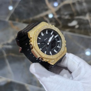 Reloj de Cuarzo con Incrustaciones Doradas, Correa de Goma, Estilo Analógico, Esfera Redonda de 41 mm, Reloj de Pulsera Unisex de Moda, Lujoso y Elegante - Product Image 1