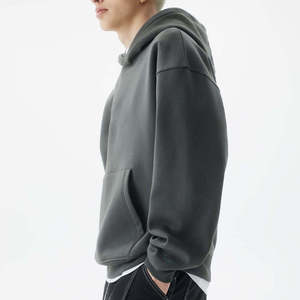 <b>Men's</b> Oversized Hooded Sweatshirt Solid Color 100% Cotton French Terry Casual Autumn Wear Anti-Pilling Pocket Design - Product Image 3