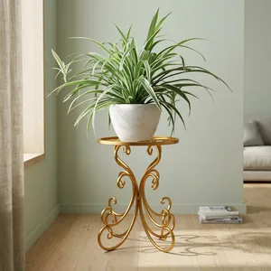 Soporte de Metal Negro para Plantas con Diseño de Volteos Decorativos, Soporte para Macetas de Interior con Plataforma Redonda para Hogar, Jardín y Balcón - Product Image 5