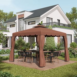 Telo di Ricambio Moderno 3x3 m per Gazebo con Tetto a Doppia Ventilazione, Impermeabile, Colore Caffè, per Patio Esterno con Pali in Alluminio - Product Image 2