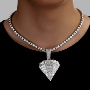 ZAWO HOUSE Luxury 925 Silver Rhodium Plated Pendant Necklace With Diamond Shape Micro Insert <b>Box</b> Chain Unisex Everyday Wear - Product Image 1