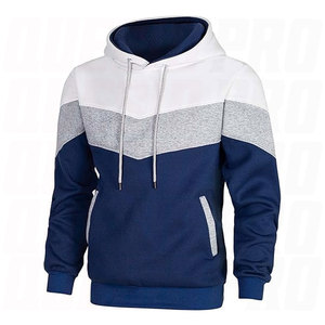 Mens Casual Pullover Hoodie Color Block Patchwork Sweatshirt Long Sleeve Fleece Hoodie with Pockets Comfortable Loose Fit - Product Image 3