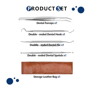Stainless Steel Manual Teeth Cleaning Set with File <b>Hook</b> Spatula Forceps Dental <b>Tools</b> Kit 5 PC 304 CE Certified - Product Image 2