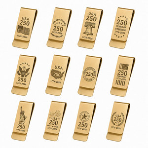 Pince à billets en métal USA 250ème anniversaire, vente en gros |   Cadeau promotionnel patriotique d'entreprise avec logo personnalisé gravé - Product Image 1