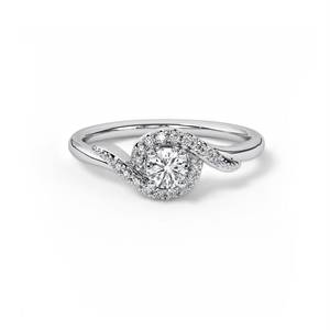 925 Sterling Silver Lab Grown <b>Diamond</b> Halo Classic Engagement <b>Ring</b> Brilliant Cut Rhodium Plated Wedding Anniversary Jewelry - Product Image 1