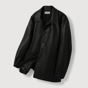 Men's <b>Black</b> <b>Suede</b> Bomber <b>Jacket</b> Stand Collar Zipper Closure Casual Autumn Wear Regular Fit - Product Image 4