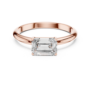 Bague solitaire en diamant de laboratoire taille émeraude - Product Image 3