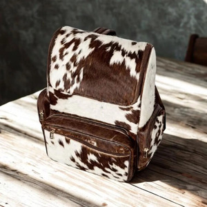 Premium cowhide leather hair school/college <b>backpacks</b> bulk supplier OEM custom branding export quality student bags worldwide - Product Image 2