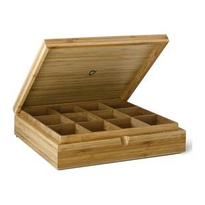 Wooden <b>Tea</b> Storage <b>Box</b> Lid 1 Layer Compartmentalized Rectangular Design Lacquer Finish Foldable Handmade for Sundries Minimalist - Product Image 3