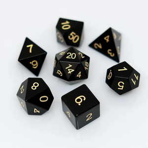Luxury Natural Obsidian Black Agate Gemstone DND <b>Dice</b> <b>Set</b> Handmade 7PCS Polyhedral RPG <b>Dice</b> for Dungeons - Product Image 3