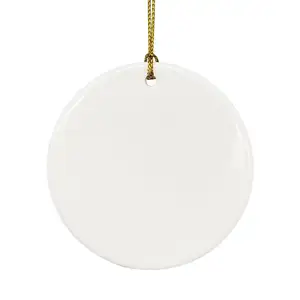 Hete Verkoop 3 Inch Blanco Sublimatie Keramische Kerst Ornament Gepersonaliseerde Kerst Bel Met Gat