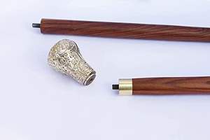 Canne de marche pliante en bois faite à la main avec poignée ronde en laiton – Élégance et mobilité - Product Image 4