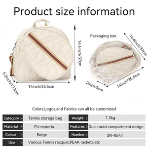 Bolsa Deportiva de Piel Sintética PU con Logotipo Personalizado de Fábrica 2026, en Oferta, Impermeable, para Raqueta de Tenis para Damas - Product Image 3