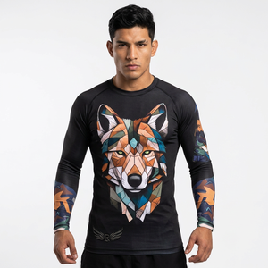Camiseta de Manga Larga para Mujer con Estampado Geométrico de Lobo, Secado Rápido, Spandex y Poliéster - Product Image 6