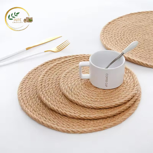 Posavasos Redondo Ecológico de Yute, Hecho a Mano con Fibra Natural Trenzada, para Café, Restaurante, Comedor - Product Image 2