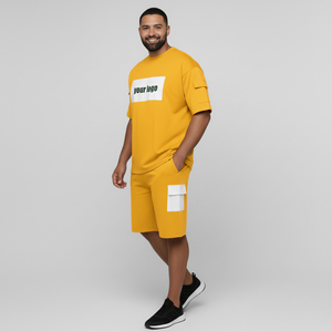 Ensemble d'été pour homme, tenue tendance en deux pièces, tissu doux, chemise et short assortis, parfait pour la salle de sport et à prix abordables - Product Image 3