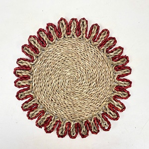Ensemble de vaisselle en jonc de mer tissé à la main de haute qualité Lacvietcraft, style bohème, rond, 38 cm, respectueux de l'environnement, comprenant des sets de table et un tapis de pique-nique - Product Image 4