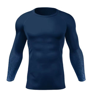 Men's Full Sleeve Rash Guard Dark Blue Quick Dry Fitness Top Long Sleeve <b>Compression</b> <b>Shirt</b> for <b>Gym</b> Yoga Workout - Product Image 1