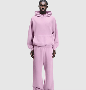 Pantalon de jogging unisexe ample en coton 100% lavé, coupe ouverte, uni, personnalisable, ensemble de survêtement 2 pièces - Product Image 1