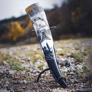 Coupe en corne royale médiévale viking, polie, style animalier, véritable, artisanale, écologique, en corne naturelle, cadeau de Noël original - Product Image 1