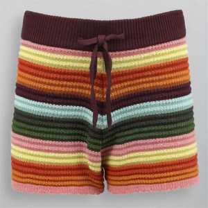 Shorts Casuales de Verano para Mujer, Coloridos, a Rayas, Tejidos, Cintura Alta Elástica, Transpirables, con Botones y Lazo, Moda 2026 - Product Image 2