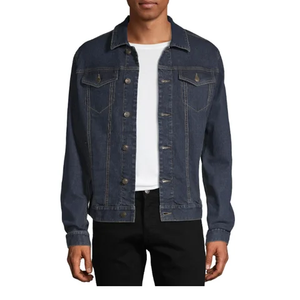 Men's Vintage <b>Denim</b> <b>Jacket</b> in Solid Color Single Breasted Quick Dry & Breathable Stylish Casual Linen/Cotton - Product Image 1