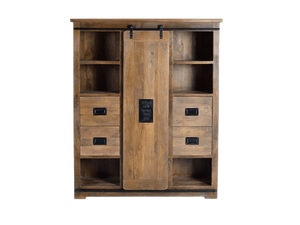 Mango Wooden Wardrobe with Sliding Doors and Storage Shelves Multi Functional <b>Clothes</b> Closet with <b>Drawers</b> - Product Image 5