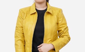 Chaqueta de Cuero Sintético para Mujer con Cuello Solapa, Botones Frontales, Manga Larga, Estilo Clásico, Moderno e Informal, Color Personalizado - Product Image 2