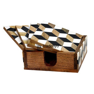 Elegante Posavasos con Incrustaciones de Hueso, Hecho a Mano, Cuadrado de Lujo de 4x4 Pulgadas, Colores Personalizables, Decoración de Mesa Tradebyd - Product Image 4