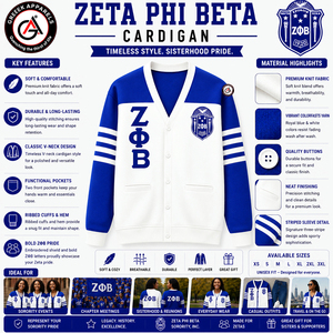 Zeta Phi Beta Finer Embroidery Knitted Acrylic Women's Cardigan | ZOB Sorority Embroidered Custom Vintage Anti-Wrinkle Button - Product Image 5