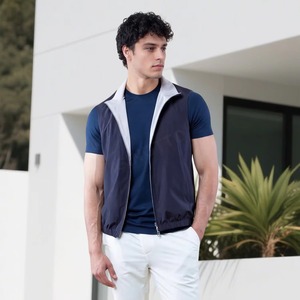 Chaleco con Cremallera Marrón para Hombre, Ropa de Trabajo Informal, Logotipo Bordado, Calefactable, de Secado Rápido, Impermeable, de Poliéster/Algodón, Cuello Alto - Product Image 4