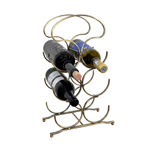Copper Wine Rack 6 Bottle Capacity Modern Geometric Design <b>Freestanding</b> Display Stand Home Furniture Wine Bottle - Product Image 3