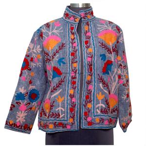 New Trending Handmade Suzani Embroidery TNT <b>Jacket</b> for Women Breathable Cotton Unisex Coat Ethnic <b>Short</b> <b>Jacket</b> for women Gifts - Product Image 1