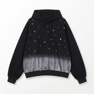Conjunto de Sudadera con Capucha y Cremallera Personalizado de Poliéster/Algodón de Secado Rápido para Hombre y Mujer, Fabricantes OEM, Chándal de Moda con Pedrería, Color Personalizado - Product Image 3