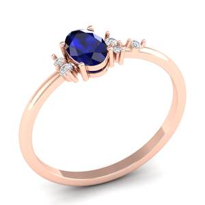 Anillo de Compromiso REYES de Lujo en Oro Sólido de 14K con Moissanita Certificada GRA, Corte Oval Elegante, Gema de Zafiro Azul de 0.5Ct, Anillo de Diseño - Product Image 2